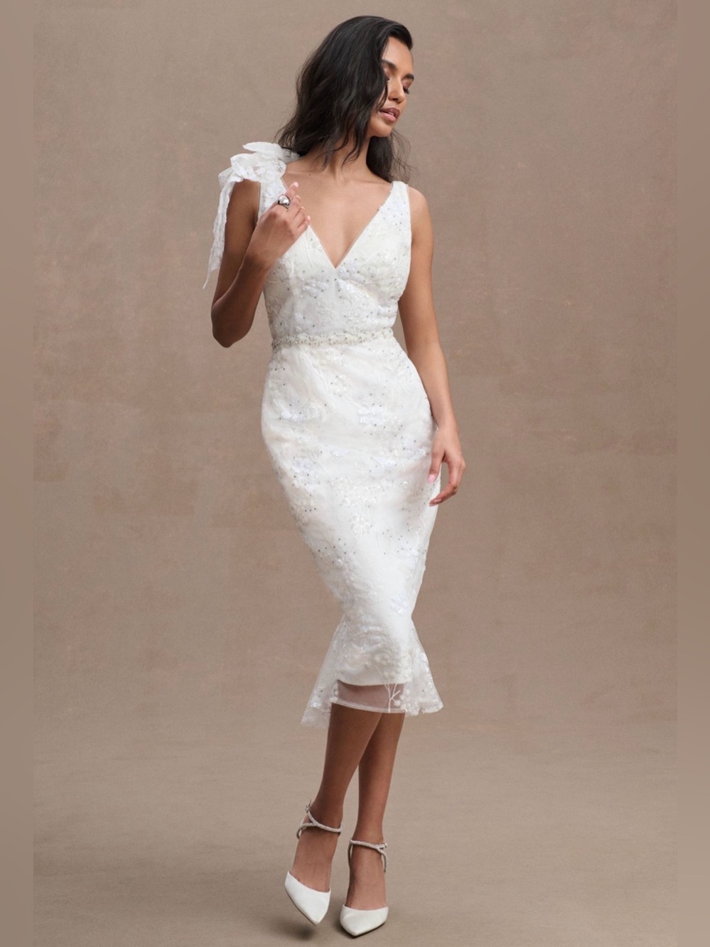 Anthropologie Mac Duggal Colab Wedding Party Dress Bow is Removable